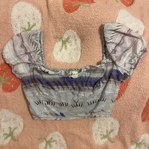 Aritzia Wilfred Lavender and Gray Crop Top